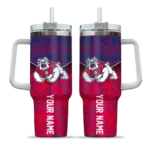 personalized fresno state bulldogs chevron stripe red curved tumbler best selling.webp