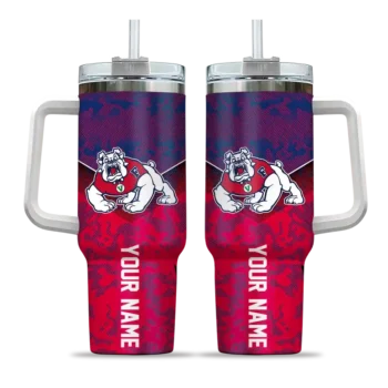 personalized fresno state bulldogs chevron stripe red curved tumbler best selling.webp