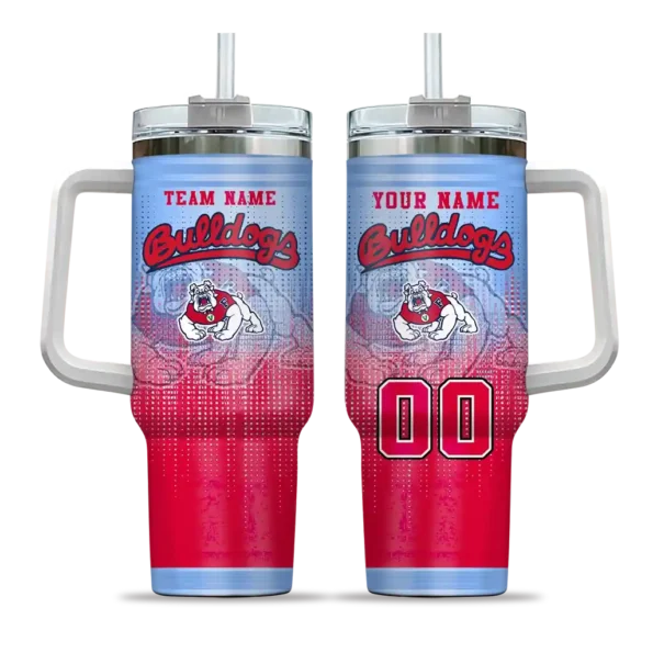 personalized fresno state bulldogs gradient dots red curved tumbler best selling.webp