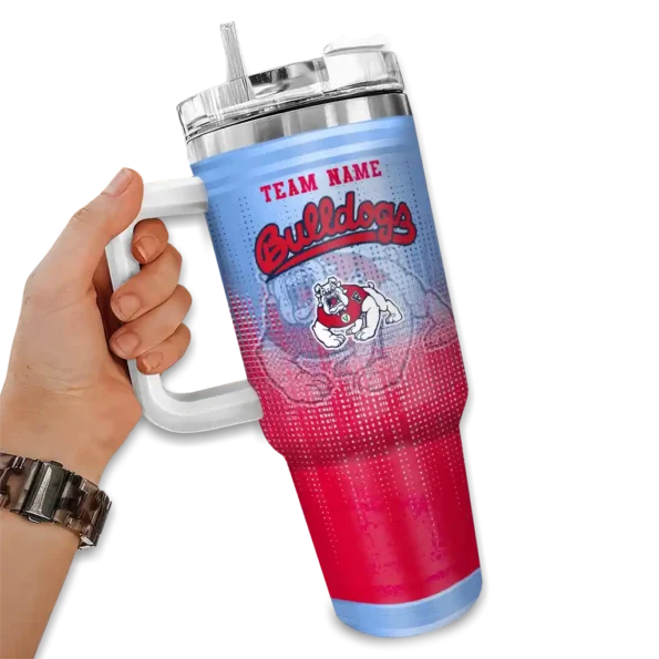 personalized fresno state bulldogs gradient dots red curved tumbler fashion forward.webp