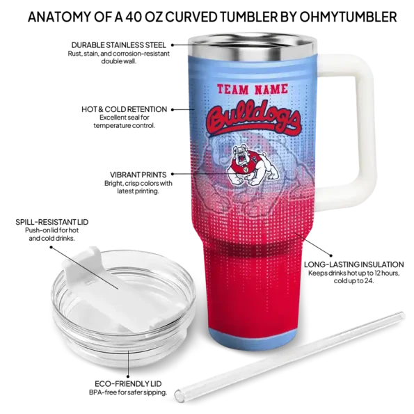 personalized fresno state bulldogs gradient dots red curved tumbler new arrival.webp
