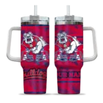personalized fresno state bulldogs honey streaks red curved tumbler best selling.webp