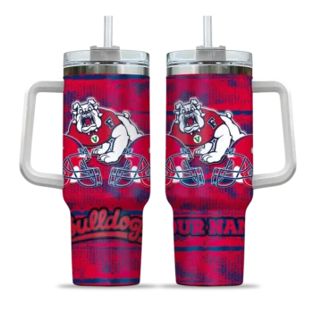 personalized fresno state bulldogs honey streaks red curved tumbler best selling.webp