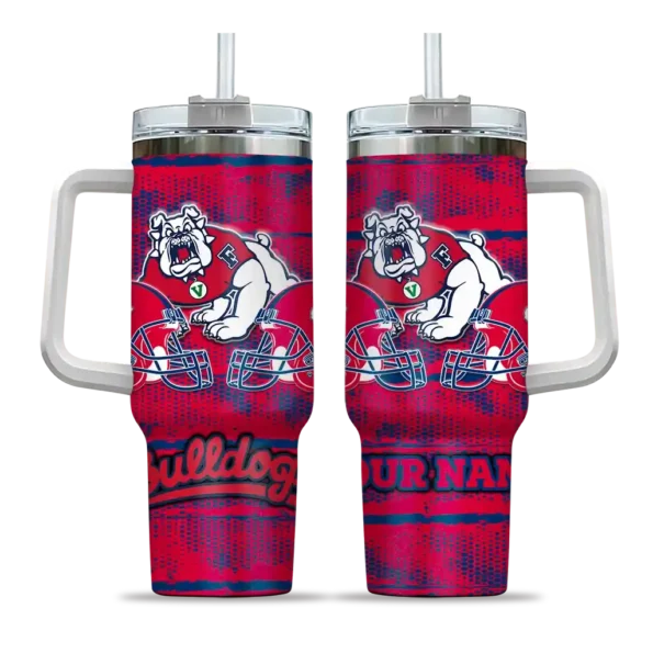 personalized fresno state bulldogs honey streaks red curved tumbler best selling.webp