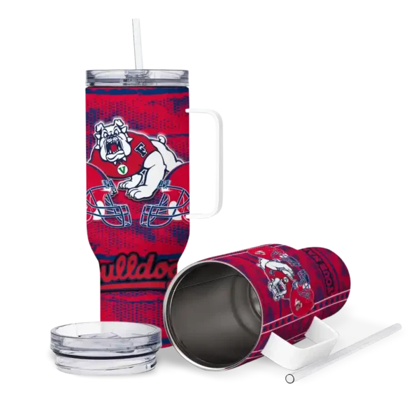 personalized fresno state bulldogs honey streaks red curved tumbler high quality.webp