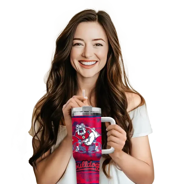 personalized fresno state bulldogs honey streaks red curved tumbler premium grade.webp