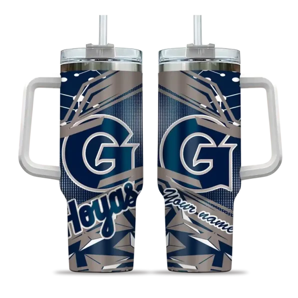 personalized georgetown hoyas abstract paths blue curved tumbler best selling.webp