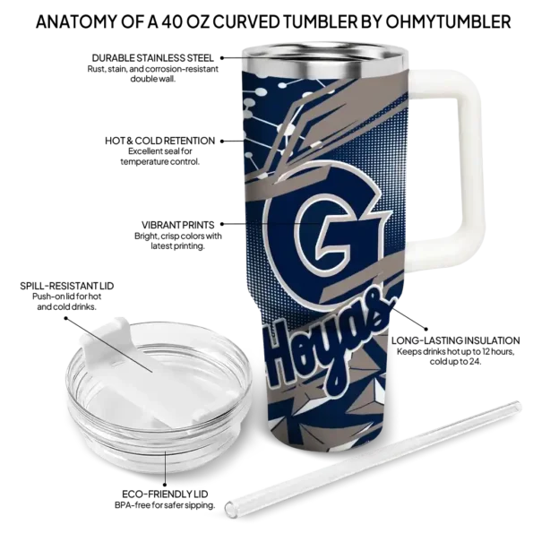 personalized georgetown hoyas abstract paths blue curved tumbler new arrival.webp
