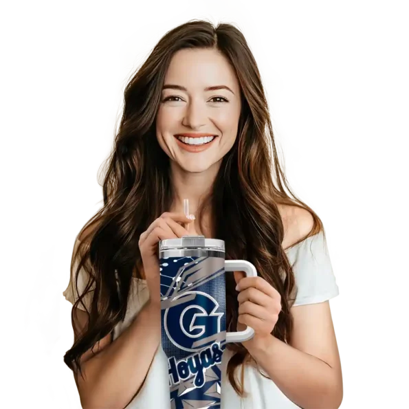personalized georgetown hoyas abstract paths blue curved tumbler premium grade.webp