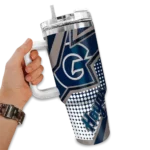 personalized georgetown hoyas arrow burst blue curved tumbler best selling.webp