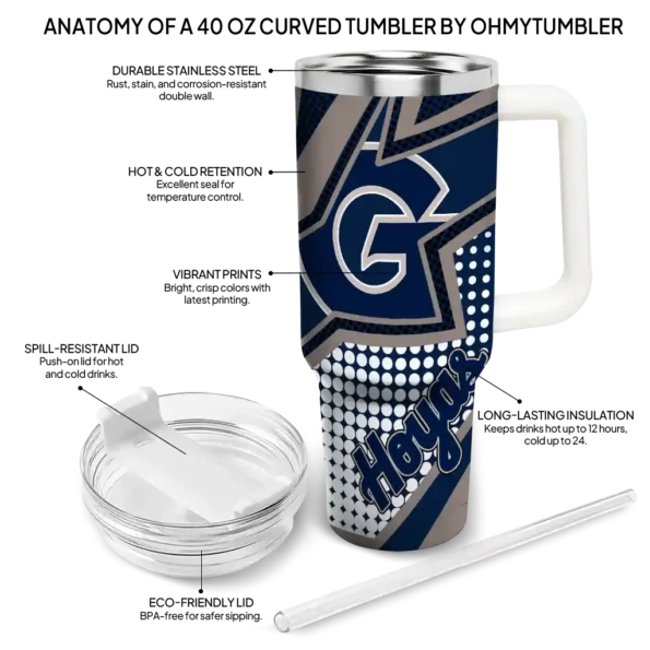 personalized georgetown hoyas arrow burst blue curved tumbler new arrival.webp