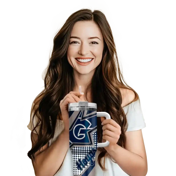 personalized georgetown hoyas arrow burst blue curved tumbler premium grade.webp