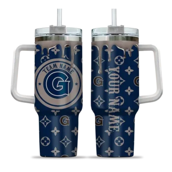 personalized georgetown hoyas bullseye drips blue curved tumbler best selling.webp