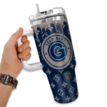 personalized georgetown hoyas bullseye drips blue curved tumbler best selling.webp