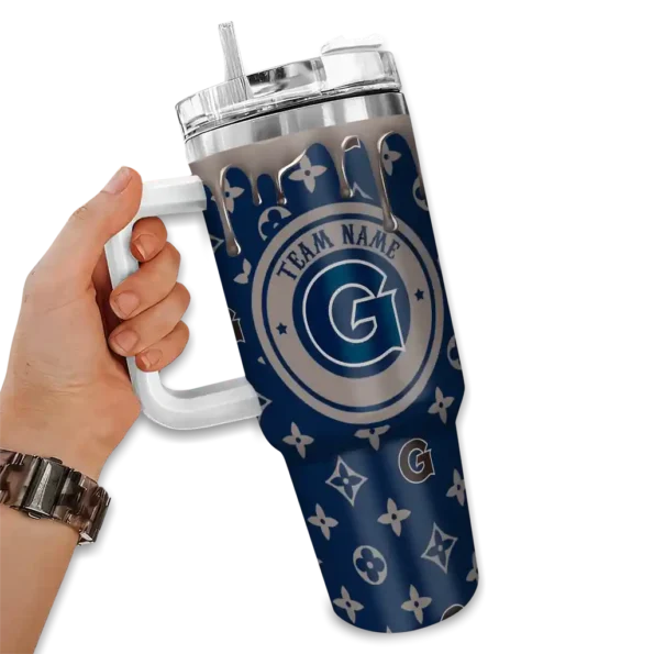 personalized georgetown hoyas bullseye drips blue curved tumbler fashion forward.webp