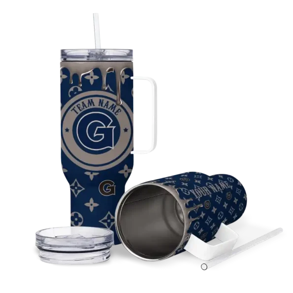personalized georgetown hoyas bullseye drips blue curved tumbler high quality.webp