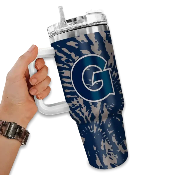 personalized georgetown hoyas burst swirl blue curved tumbler fashion forward.webp