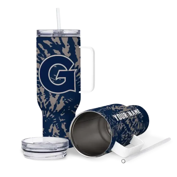 personalized georgetown hoyas burst swirl blue curved tumbler high quality.webp