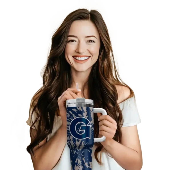 personalized georgetown hoyas burst swirl blue curved tumbler premium grade.webp