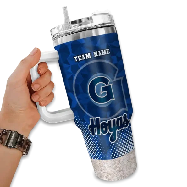 personalized georgetown hoyas geometric prism blue curved tumbler fashion forward.webp