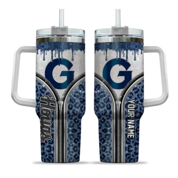 personalized georgetown hoyas leopard zipper blue curved tumbler best selling.webp