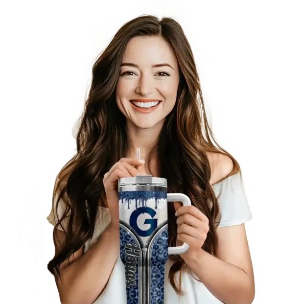personalized georgetown hoyas leopard zipper blue curved tumbler premium grade.webp