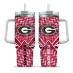 personalized georgia bulldogs chevron angle red curved tumbler best selling.webp