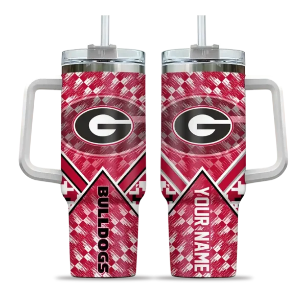 personalized georgia bulldogs chevron angle red curved tumbler best selling.webp