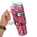 personalized georgia bulldogs chevron angle red curved tumbler best selling.webp