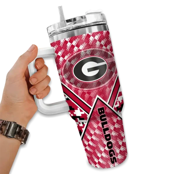 personalized georgia bulldogs chevron angle red curved tumbler fashion forward.webp