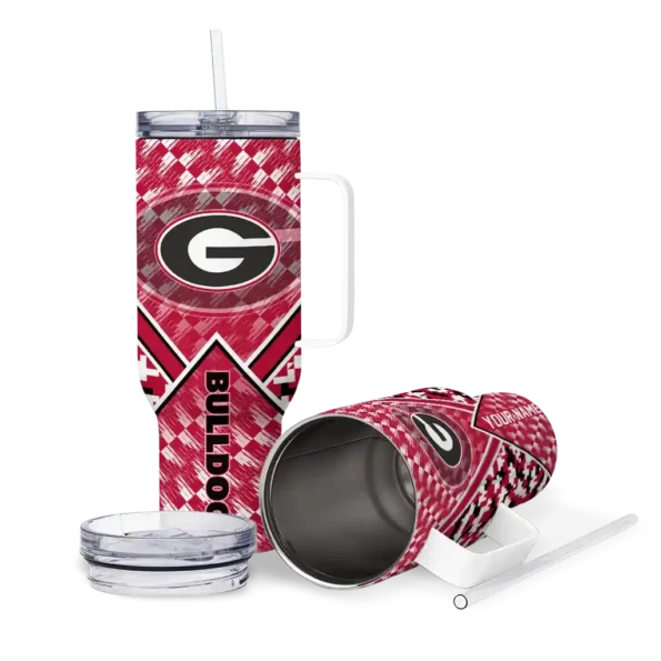 personalized georgia bulldogs chevron angle red curved tumbler high quality.webp