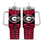 personalized georgia bulldogs chevron layers red curved tumbler best selling.webp