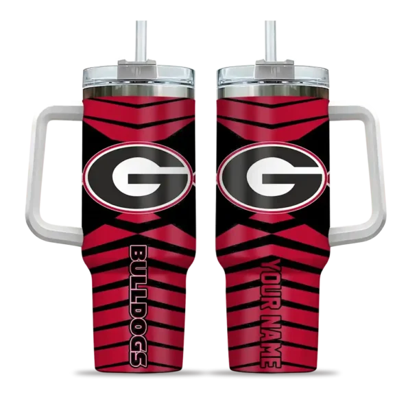 personalized georgia bulldogs chevron layers red curved tumbler best selling.webp