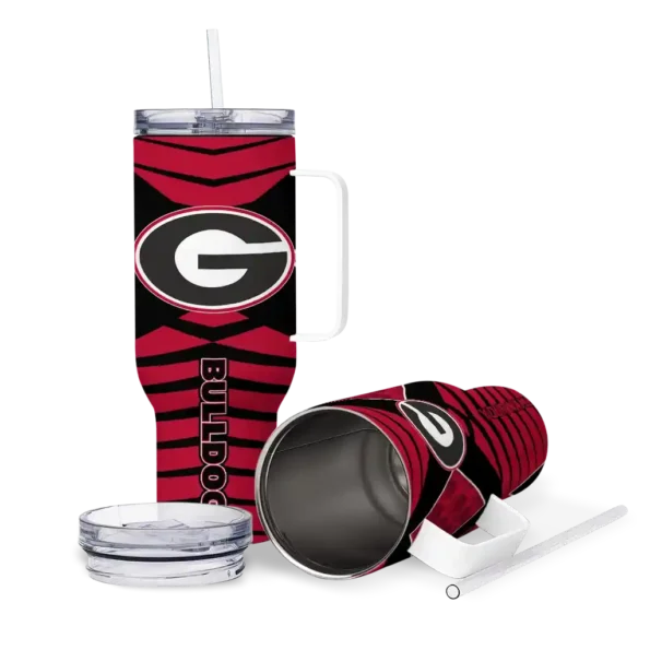 personalized georgia bulldogs chevron layers red curved tumbler high quality.webp