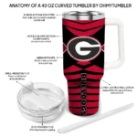 personalized georgia bulldogs chevron layers red curved tumbler best selling.webp