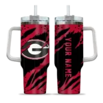 personalized georgia bulldogs claw cut red black curved tumbler best selling.webp