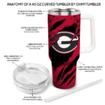 personalized georgia bulldogs claw cut red black curved tumbler best selling.webp