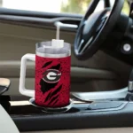 personalized georgia bulldogs claw cut red black curved tumbler best selling.webp