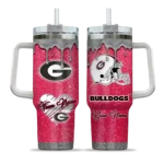 personalized georgia bulldogs heart helmet motif red curved tumbler best selling.webp