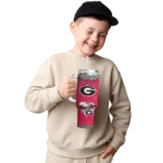 personalized georgia bulldogs heart helmet motif red curved tumbler best selling.webp