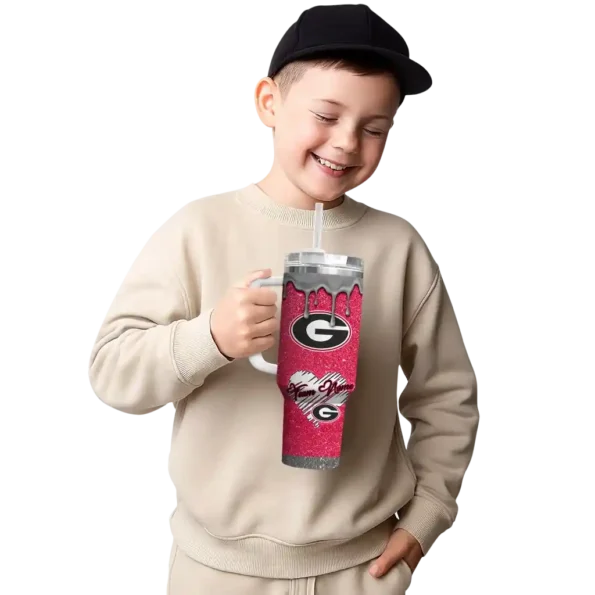 personalized georgia bulldogs heart helmet motif red curved tumbler latest model.webp