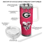 personalized georgia bulldogs heart helmet motif red curved tumbler best selling.webp