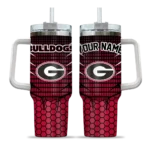 personalized georgia bulldogs hex texture red curved tumbler best selling.webp