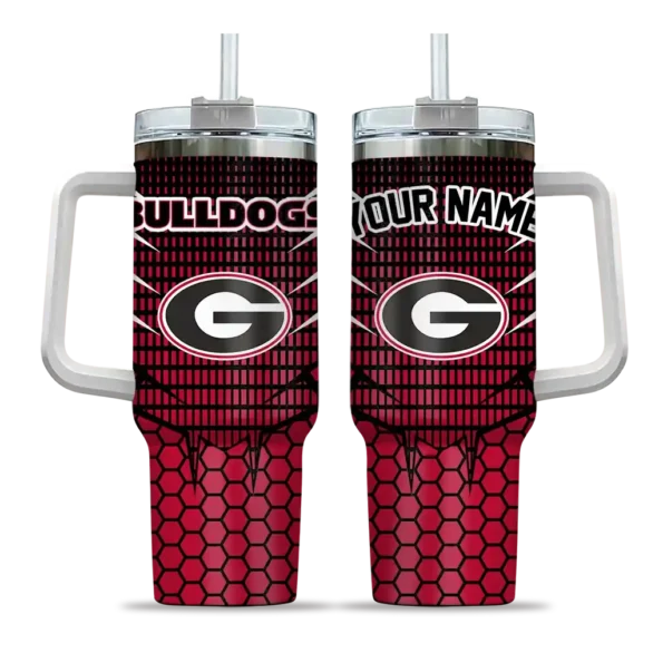 personalized georgia bulldogs hex texture red curved tumbler best selling.webp