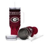 personalized georgia bulldogs hex texture red curved tumbler best selling.webp
