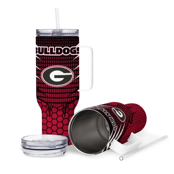 personalized georgia bulldogs hex texture red curved tumbler high quality.webp