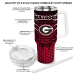 personalized georgia bulldogs hex texture red curved tumbler best selling.webp
