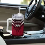 personalized georgia bulldogs hex texture red curved tumbler best selling.webp