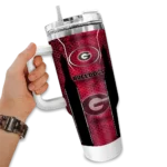 personalized georgia bulldogs hexagon armor red curved tumbler best selling.webp