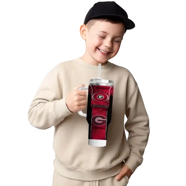 personalized georgia bulldogs hexagon armor red curved tumbler latest model.webp